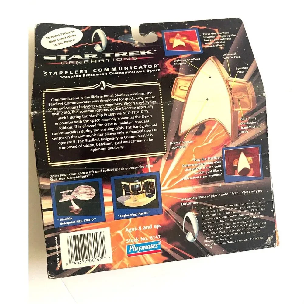 Vintage Starfleet Communicator Star Trek Generations TNG Y2K 1994 Playmates